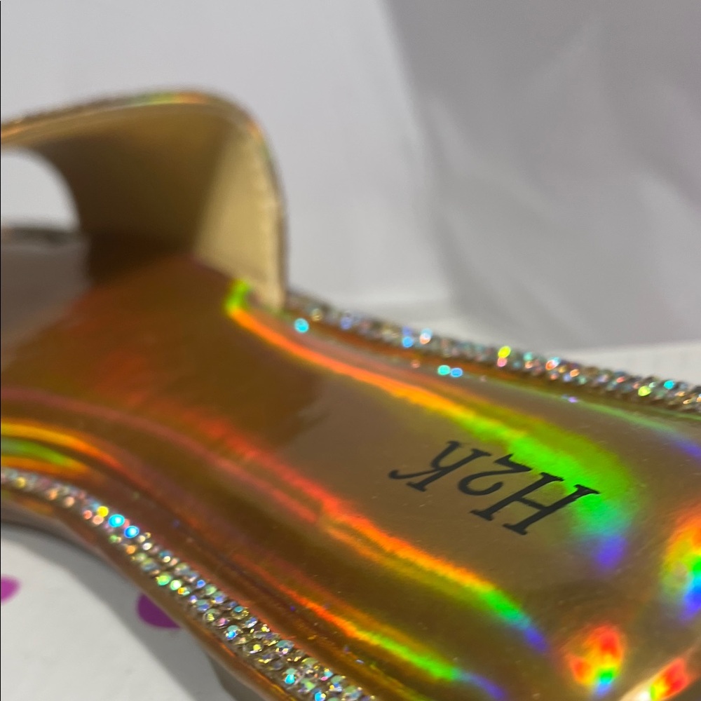 H2K Gold Rhinestone Slide Sandals - Picture 15 of 16